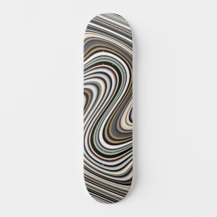 Wavy Lines in Light Brown/Beige/Turquoise Blue Skateboard