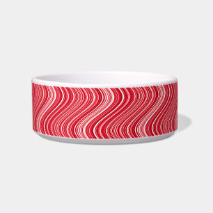 Wavy Lines in Red and White Bowl