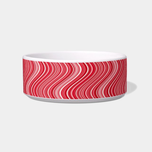 Wavy Lines in Red and White Bowl (Left)