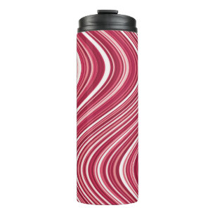 Wavy Lines in Red and White - COOL Thermal Tumbler