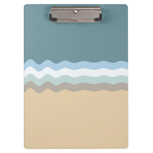 Wavy Lines - Light Brown/Sand/Beige/Turquoise/Blue Clipboard