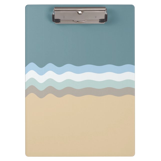 Wavy Lines - Light Brown/Sand/Beige/Turquoise/Blue Clipboard (Front)