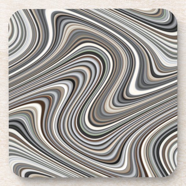 Wavy Lines - Light Brown/Sand/Beige/Turquoise/Blue Coaster (Front)
