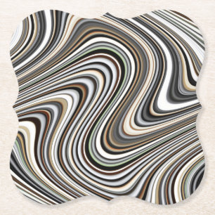 Wavy Lines - Light Brown/Sand/Beige/Turquoise/Blue Paper Coaster