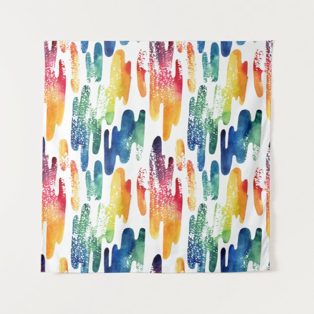 Wavy Liquid: Modern Abstract Watercolor. Tapestry (Front)