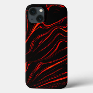 Wavy long red traces in black fund iPhone 13 case