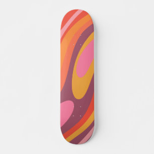 Wavy Loops Groovy Retro Abstract Pattern Skateboard