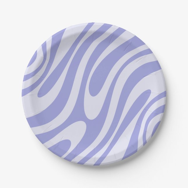 Wavy Loops Retro Abstract Pattern Light Purple Paper Plate (Front)