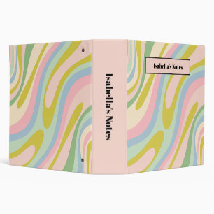 Wavy Loops Retro Abstract Pattern Pastel Binder