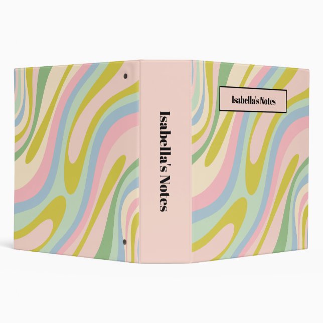 Wavy Loops Retro Abstract Pattern Pastel Binder (Background)