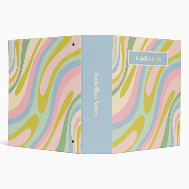Wavy Loops Retro Abstract Pattern Pastel Binder (Background)