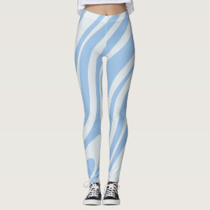 Wavy Loops Retro Abstract Pattern Powder Blue Leggings