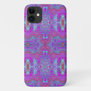 Wavy Magenta and Blue Trippy Marbled Pattern iPhone 11 Case