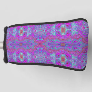 Wavy Magenta and Blue Trippy Marbled Pattern Golf Head Cover