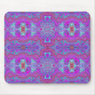 Wavy Magenta and Green Trippy Marbled Pattern Mouse Pad