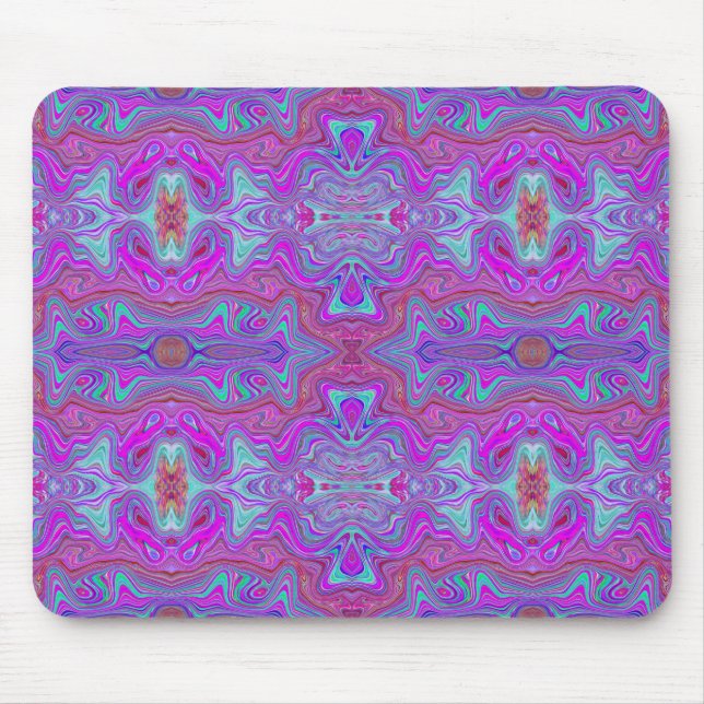 Wavy Magenta and Green Trippy Marbled Pattern Mouse Pad (Front)