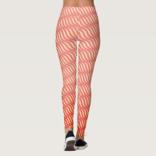 Wavy Magical Inclined Rose Lines Seamless Pattern Leggings