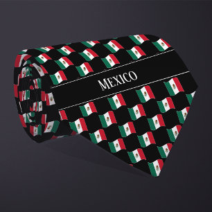 Wavy Mexico Flag Pattern Tie