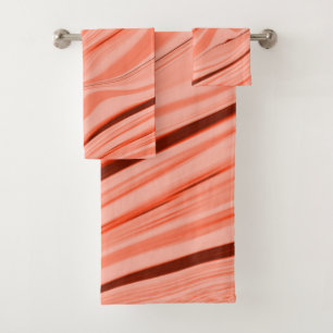 Wavy mix peach, salmon, clear coral and pink bath towel set