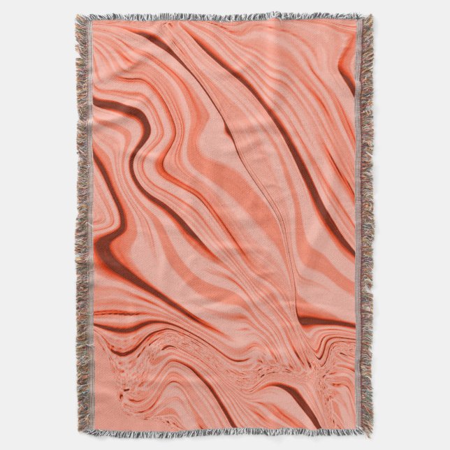 Wavy mix peach, salmon, clear coral and pink throw blanket (Front Vertical)