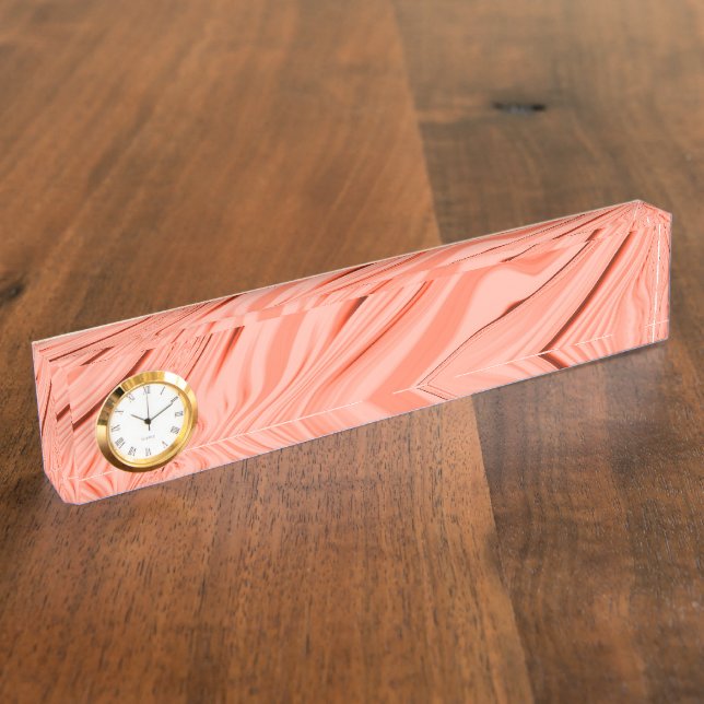 Wavy mix salmon, peach, clear coral and pink nameplate (Side)