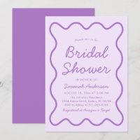 Wavy Modern Curvy Squiggle Purple Bridal Shower