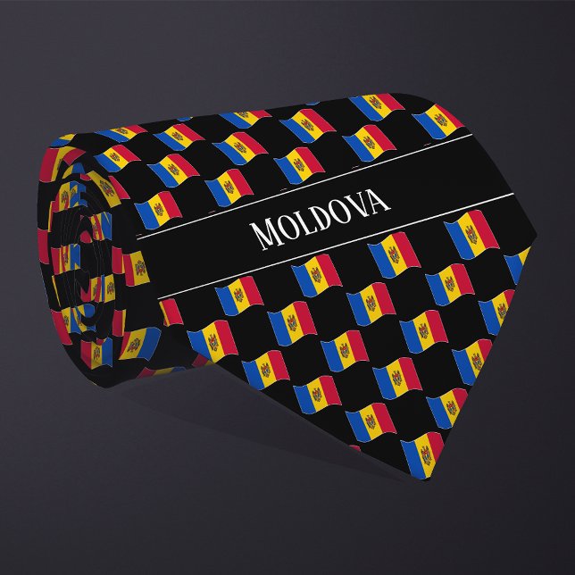 Wavy Moldova Flag Pattern  Tie (Creator Uploaded)