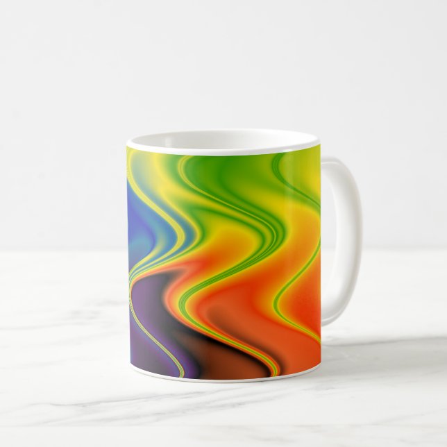 Wavy Multicolor Abstract Coffee Mug (Front Right)