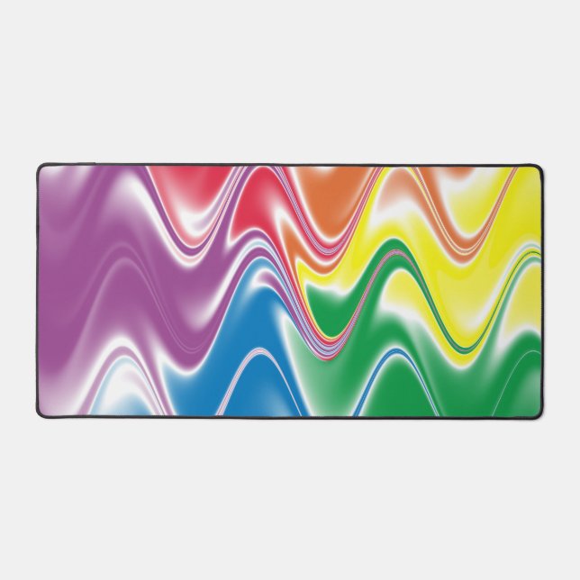 Wavy Multicolor Abstract Desk Mat (Front)