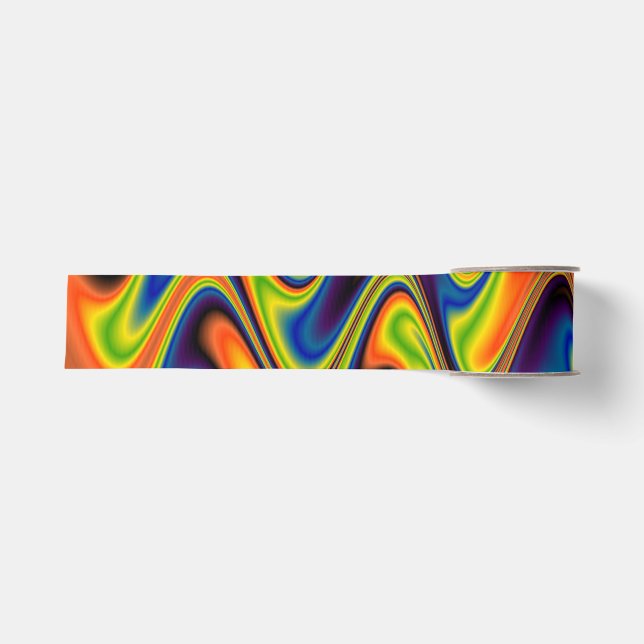 Wavy Multicolor Abstract Grosgrain Ribbon (Front)