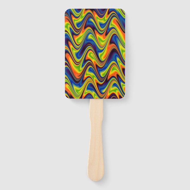 Wavy Multicolor Abstract Hand Fan (Front)