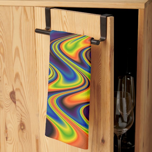 Wavy Multicolor Abstract Kitchen Towel (Thirds Fold)