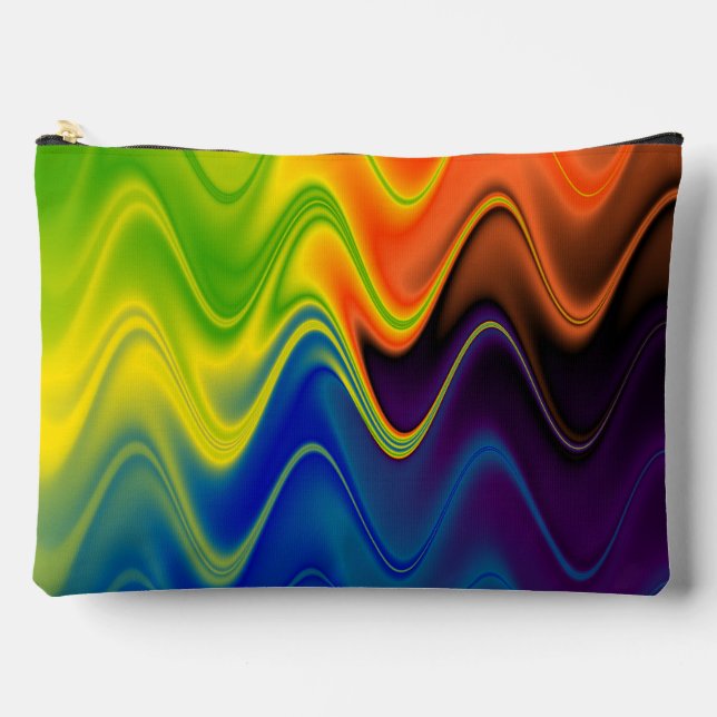 Wavy Multicolor Abstract Large Accessory Pouch (Front)