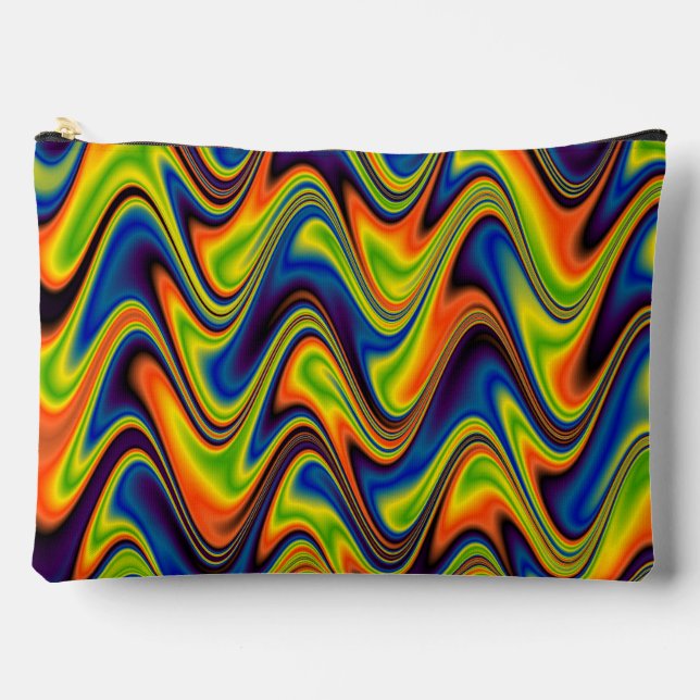 Wavy Multicolor Abstract Large Accessory Pouch (Front)