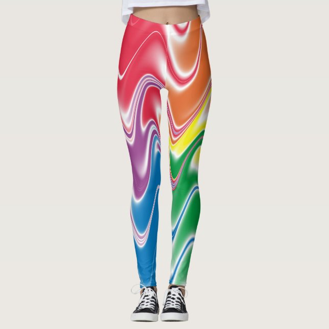 Wavy Multicolor Abstract Leggings (Front)