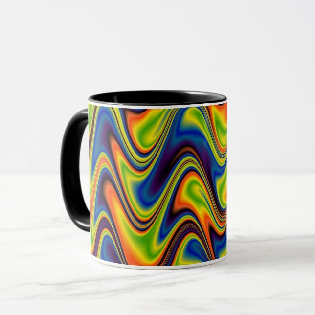 Wavy Multicolor Abstract Mug (Front Left)