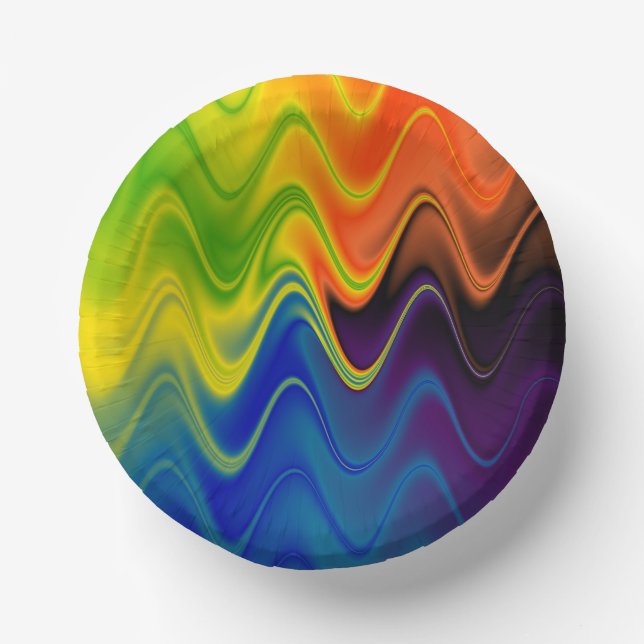 Wavy Multicolor Abstract Paper Plate (Front)