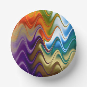 Wavy Multicolor Abstract Paper Plate