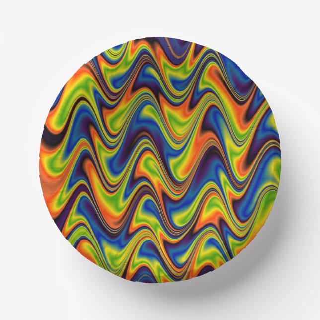 Wavy Multicolor Abstract Paper Plate (Front)