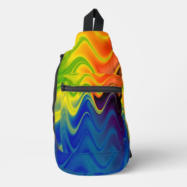 Wavy Multicolor Abstract Print Cut Sew Bag (Front)