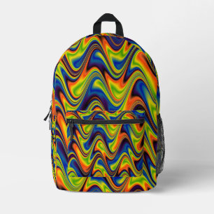 Wavy Multicolor Abstract Printed Backpack