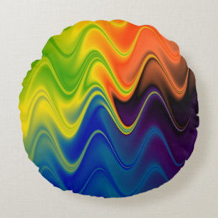 Wavy Multicolor Abstract Round Pillow