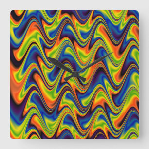 Wavy Multicolor Abstract Square Wall Clock