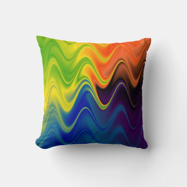 Wavy Multicolor Abstract Throw Pillow (Front)