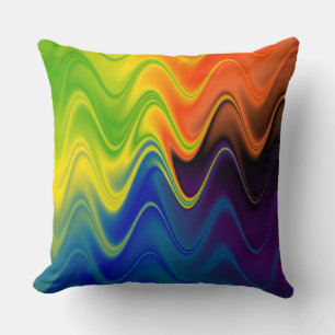Wavy Multicolor Abstract Throw Pillow