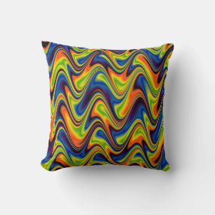 Wavy Multicolor Abstract Throw Pillow