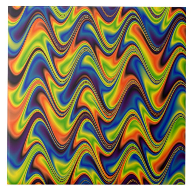 Wavy Multicolor Abstract Tile (Front)