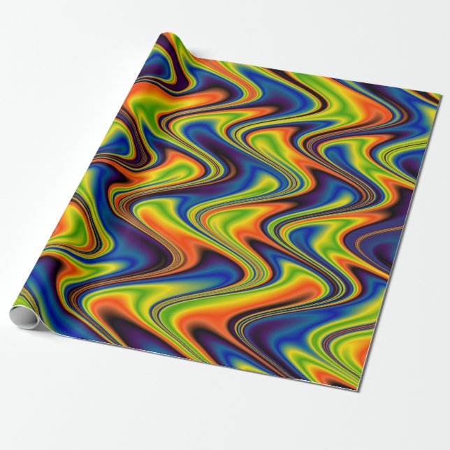 Wavy Multicolor Abstract Wrapping Paper (Unrolled)