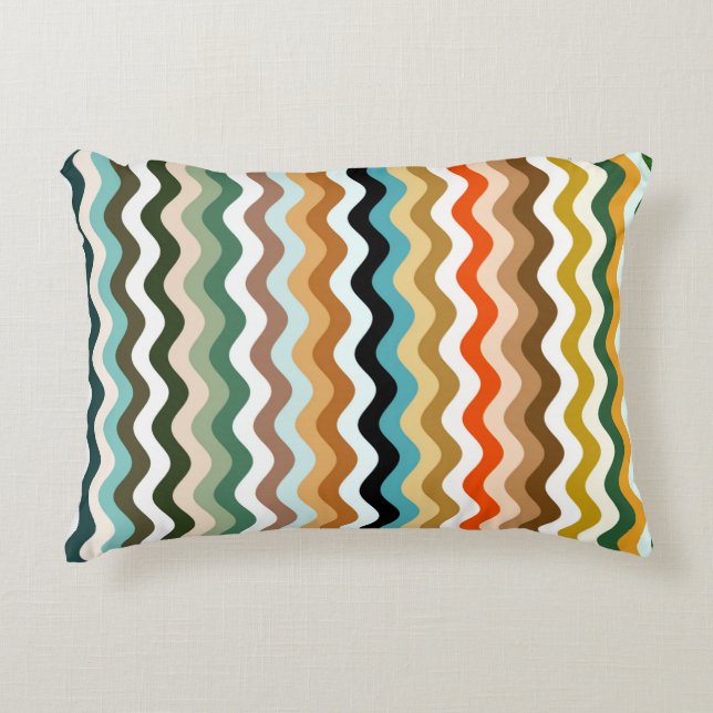 Wavy Multicolor Pattern Throw Pillow (Front)