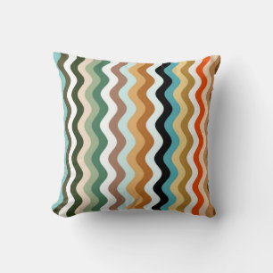 Wavy Multicolor Pattern Throw Pillow